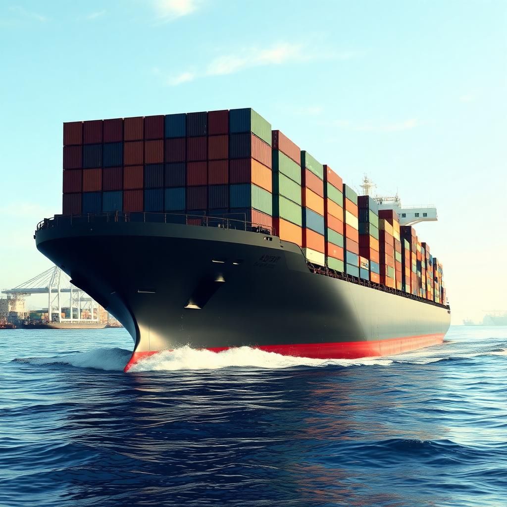Container ship at sea carrying ocean freight